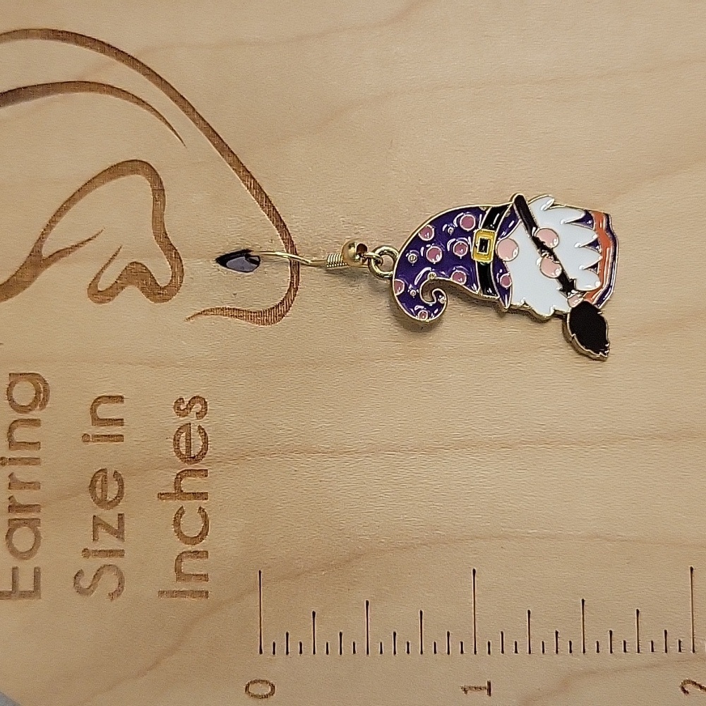 PURPLE WITCH GNOME EARRINGS - Picture 5 of 6
